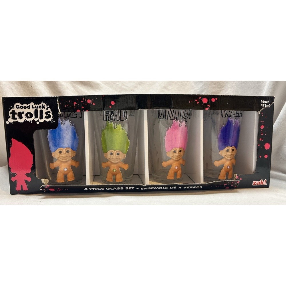 Good Luck Troll 4 Piece Glass Set 16oz. 2015
